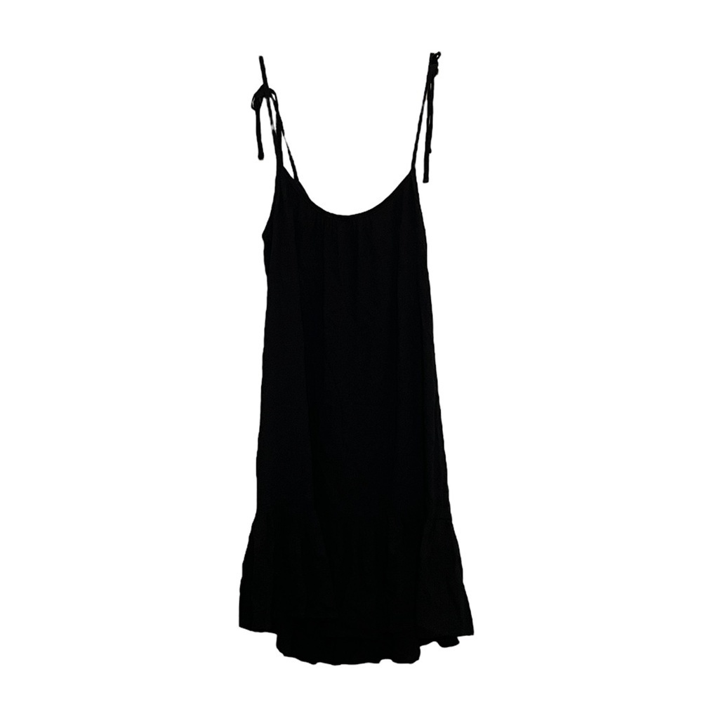 NWOT Michael Stars Shoulder Tie Flounce Hem Black Mini Dress Sz. S - Picture 2 of 4